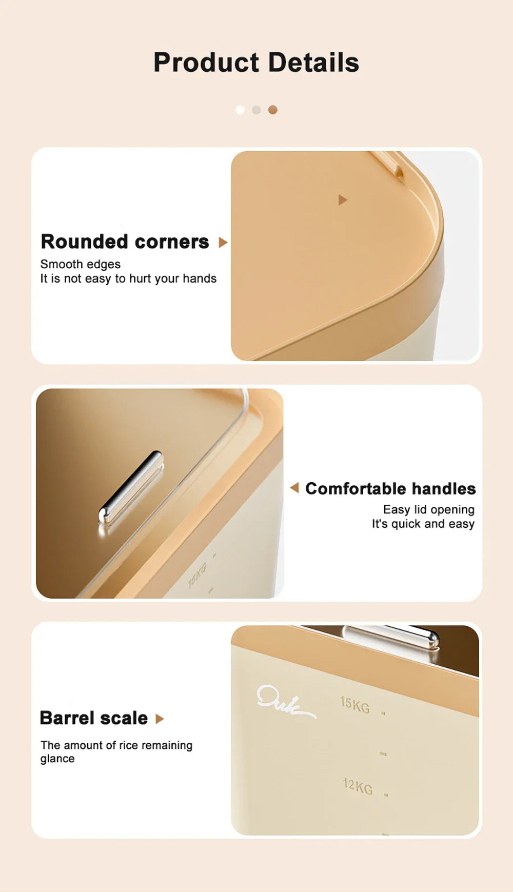 10KG Storage Container – Sealed Cereal, Pet Food, Rice, or Flour  Dispenser with Buckle