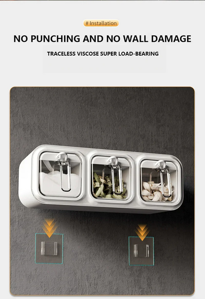 Wall Mounted Kitchen Seasoning Box – Condiment & Spice Storage Organiser