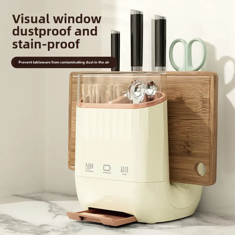 Kitchen Shelf with Cutting Board & Knife Holder – Countertop Drain Rack & Cutlery Organiser