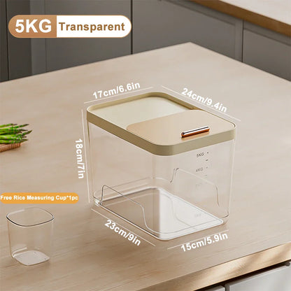 10KG Storage Container – Sealed Cereal, Pet Food, Rice, or Flour  Dispenser with Buckle